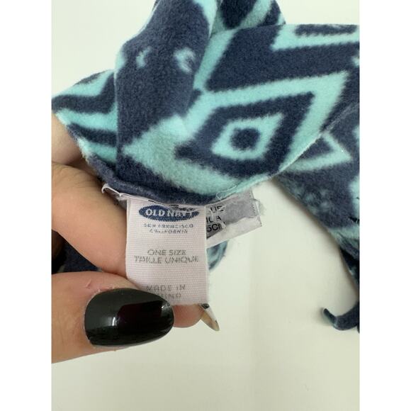 Old Navy Childrens Winter Hat Gloves Scarf Set Blue Fleece Aztec Size L-XL - Picture 7 of 14
